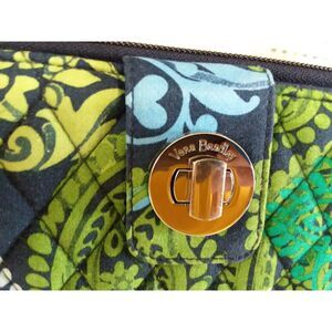 Vera Bradley Turn Key Wallet Clutch Floral Green Blue Tropical Quilted